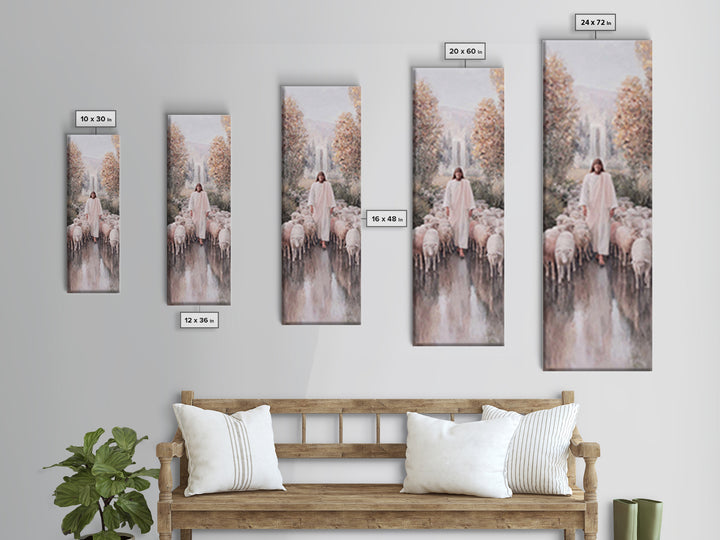 Grace Beside Still Waters, Framed Canvas Print, Tall Skinny Art Print, Jesus Art Print, Christian Wall Art, Christian Art Print, Unique Chr