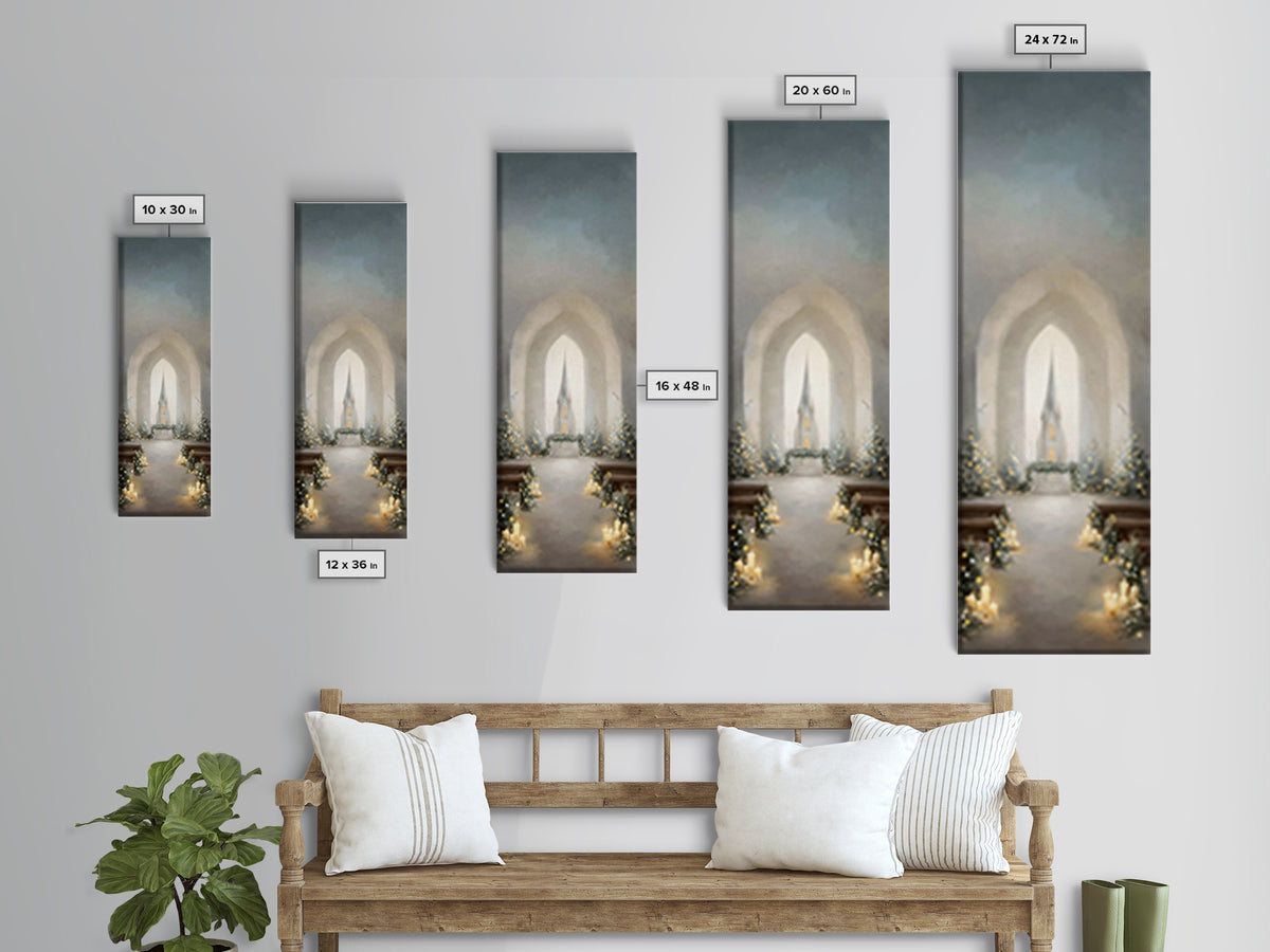 Starry Chapel Peace – Framed Canvas Print – Tall Skinny Art Print – Christian Art Canvas – Christmas Wall Art – Christian Wall Art – Christ