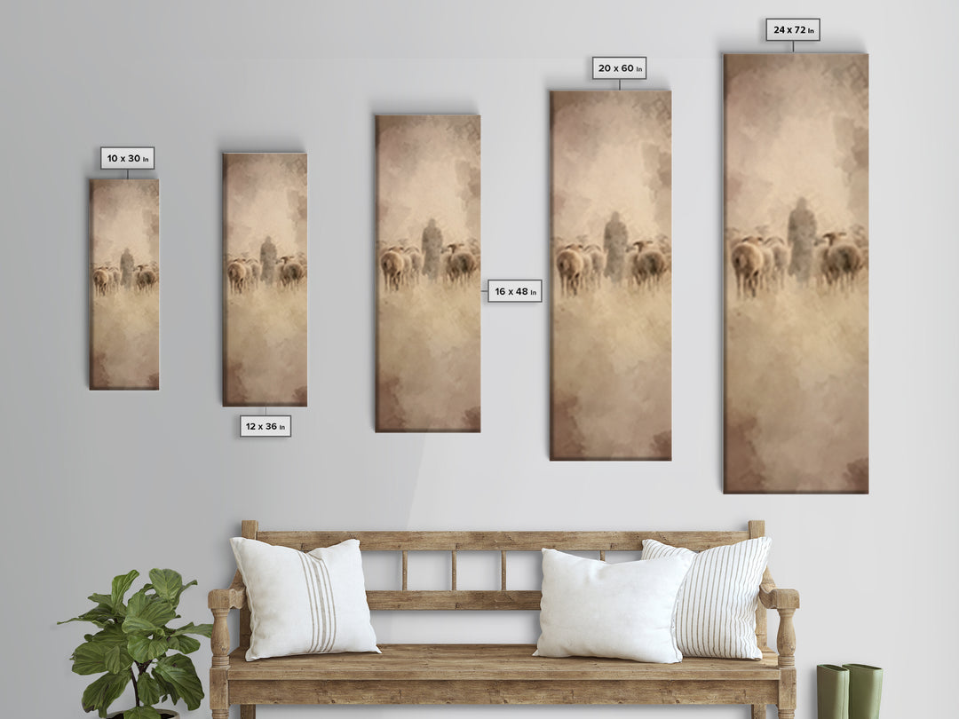 Shepherds Of Peace – Framed Canvas Print – Christian Wall Art – Christian Art Canvas – Jesus Painting – Narrow Art – Christian Christmas Ar