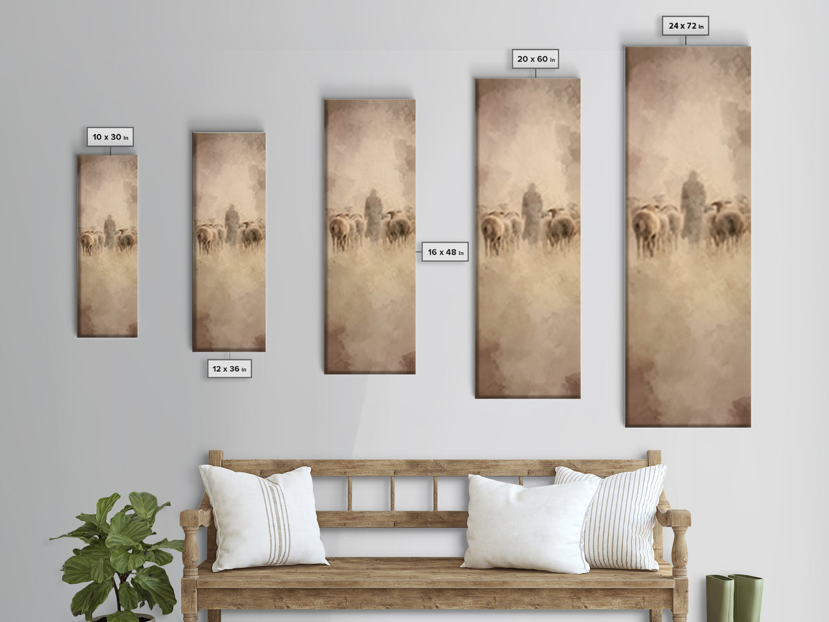 Shepherds Of Peace – Framed Canvas Print – Christian Wall Art – Christian Art Canvas – Jesus Painting – Narrow Art – Christian Christmas Ar