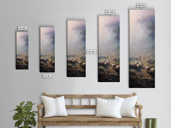 Morning Shepherd Light – Framed Canvas Print – Christian Art Canvas – Christian Wall Art – Christmas Art – Tall Narrow Wall Art – Christian