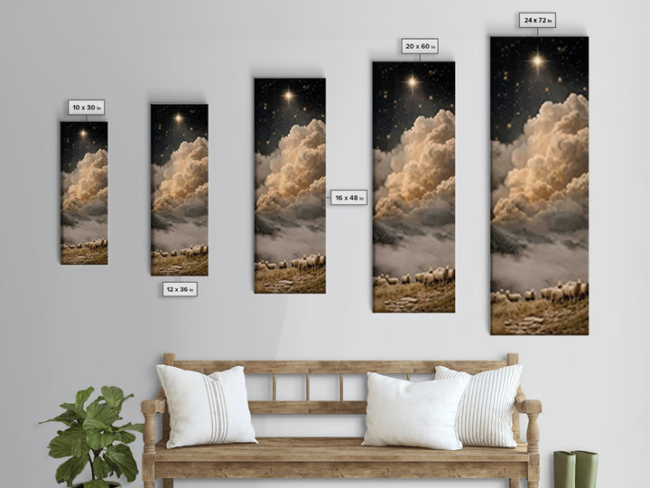 Heavenly Night Star – Framed Canvas Print – Christian Wall Art – Jesus Christmas Art – Christian Art Canvas – Tall Skinny Art Print – Chris