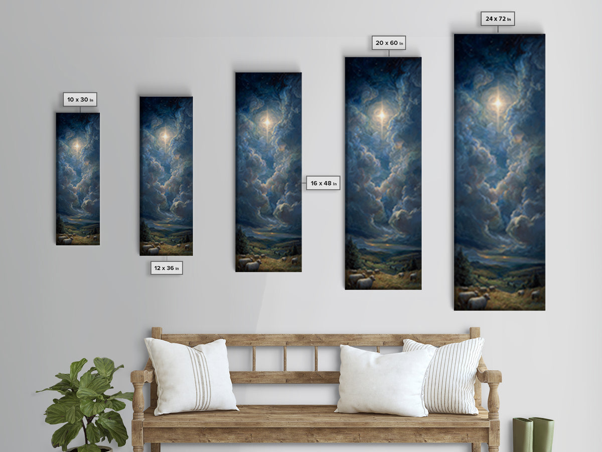 Celestial Glory Star – Framed Canvas Print – Christian Art Canvas – Christian Christmas Art – Modern Christian Art – Narrow Art – Christmas