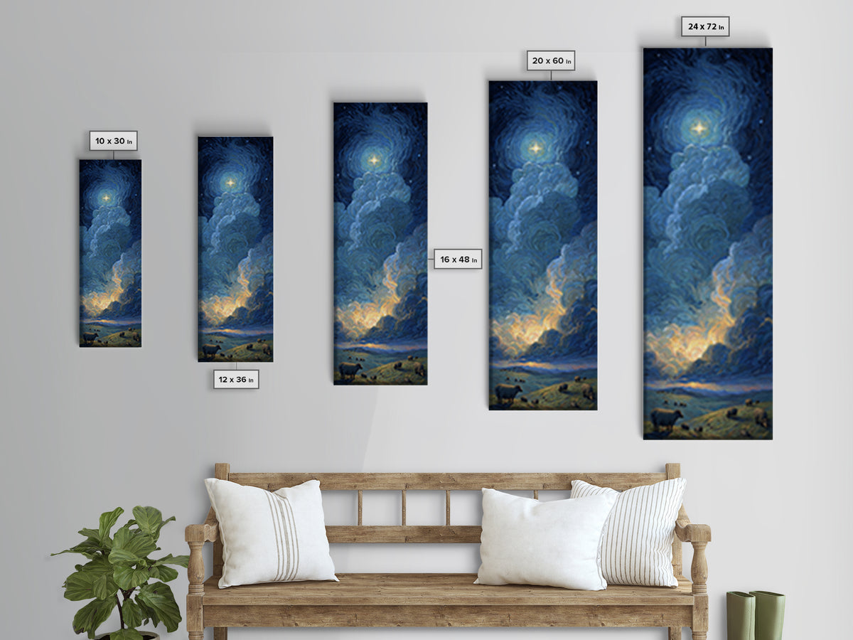 Holy Night Sky – Framed Canvas Print – Christian Wall Art – Modern Christian Art – Christian Art Canvas – Narrow Art – Christian Christmas
