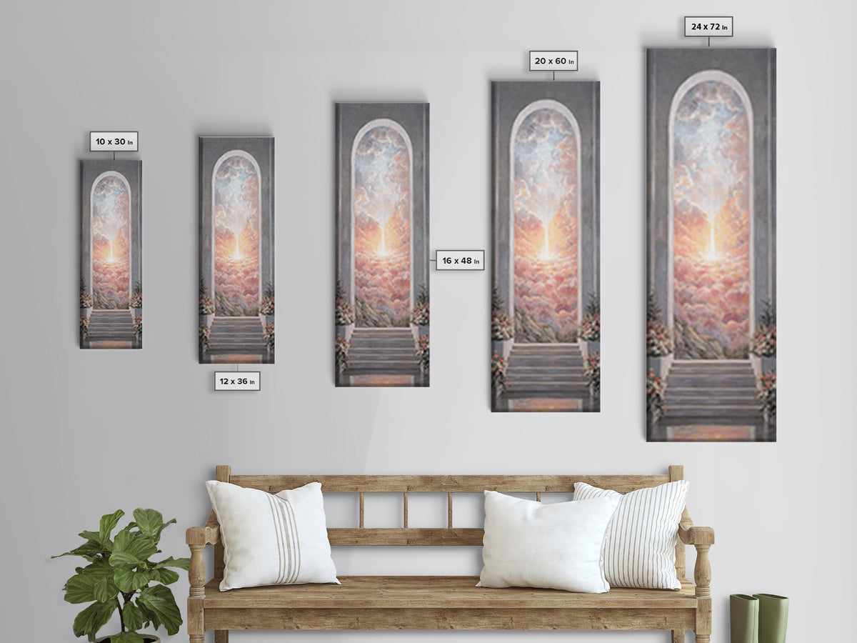 Heaven’s Rose Dawn – Framed Canvas Print – Christian Wall Art – Christian Art Canvas – Modern Christian Art – Narrow Art – Christian Painti