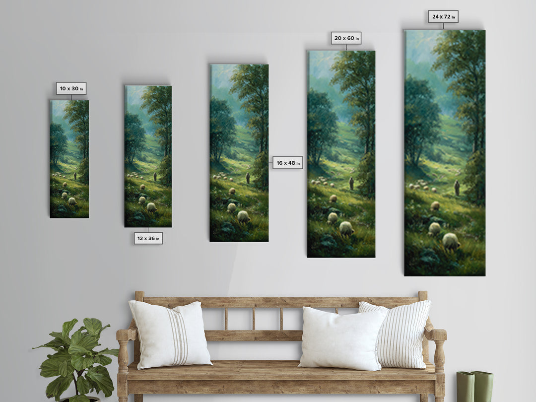 Valley Shepherd Path – Framed Canvas Print – Christian Art Canvas – Christian Wall Art – Subtle Christian Paintings – Skinny Art – Christia