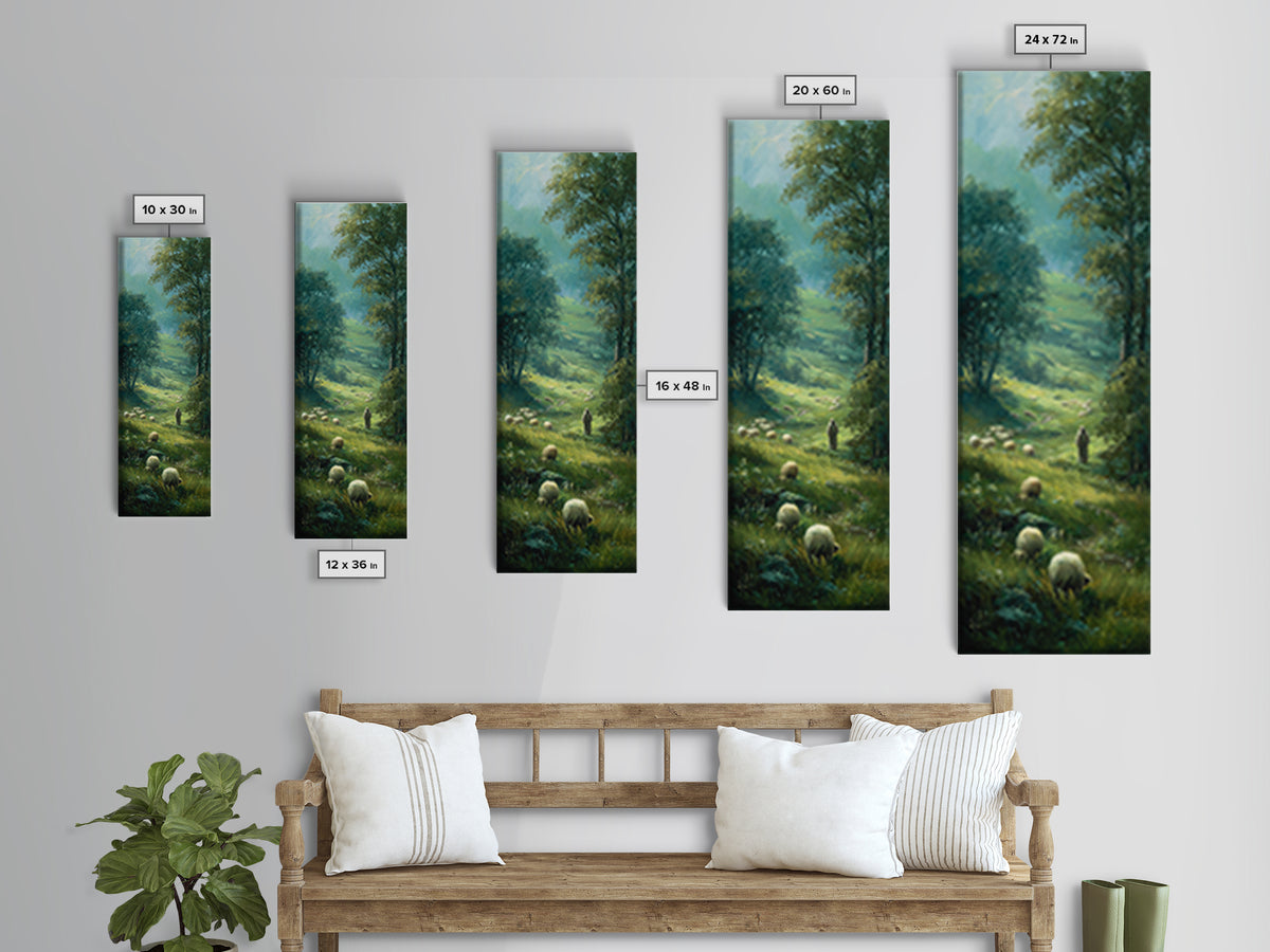 Valley Shepherd Path – Framed Canvas Print – Christian Art Canvas – Christian Wall Art – Subtle Christian Paintings – Skinny Art – Christia