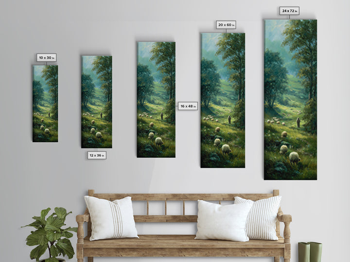 Valley Shepherd Path – Framed Canvas Print – Christian Art Canvas – Christian Wall Art – Subtle Christian Paintings – Skinny Art – Christia