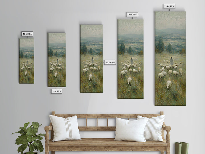 Quiet Pasture Lord | Framed Canvas Print | Christian Wall Art | Christian Art Canvas | Vintage Christian Art | Narrow Art | Christian Gift