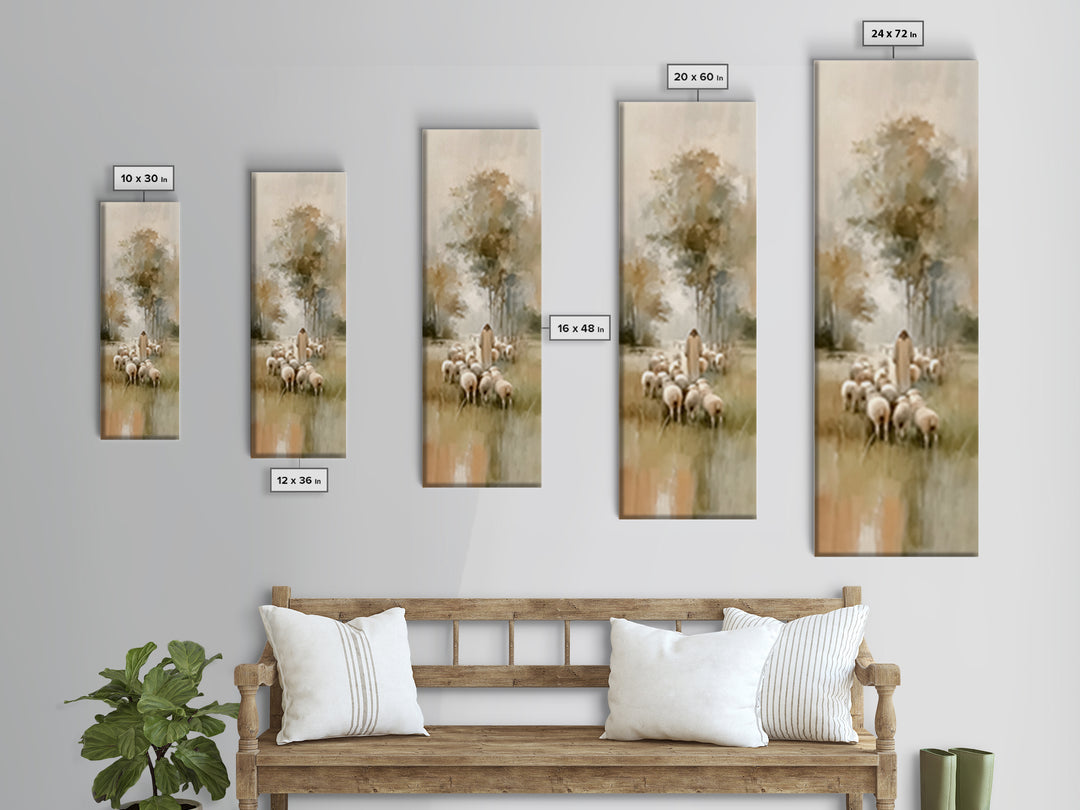 Pastoral Light Way | Framed Canvas Print | Christian Art Canvas | Christian Painting | Skinny Art | Christian Wall Art