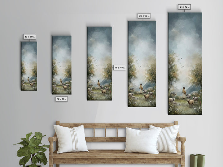 Graceful Shepherd Path, Framed Canvas Print, Christian Wall Art, Jesus Painting, Narrow Art, Christian Art Canvas, Christian Gift Ideas