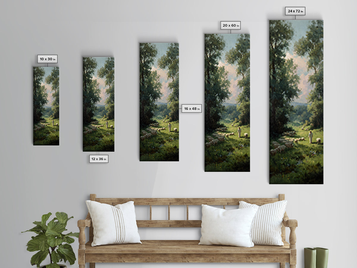 Morning Shepherd Peace – Framed Canvas Print – Christian Art Print – Modern Christian Art – Tall Narrow Wall Art – Jesus Canvas Art