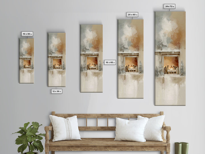Holy Night Table, Framed Canvas Print, Christian Christmas Art, Christmas Wall Art, Tall Skinny Art Print, Christian Art Canvas, Christian