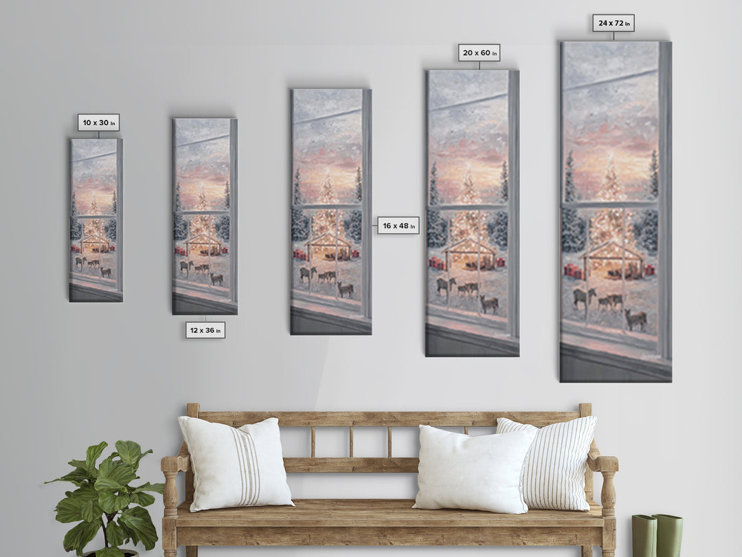 Starry Manger View, Framed Canvas Print, Christian Christmas Art, Christmas Canvas Wall Art, Tall Narrow Wall Art, Christian Art Canvas, Ch