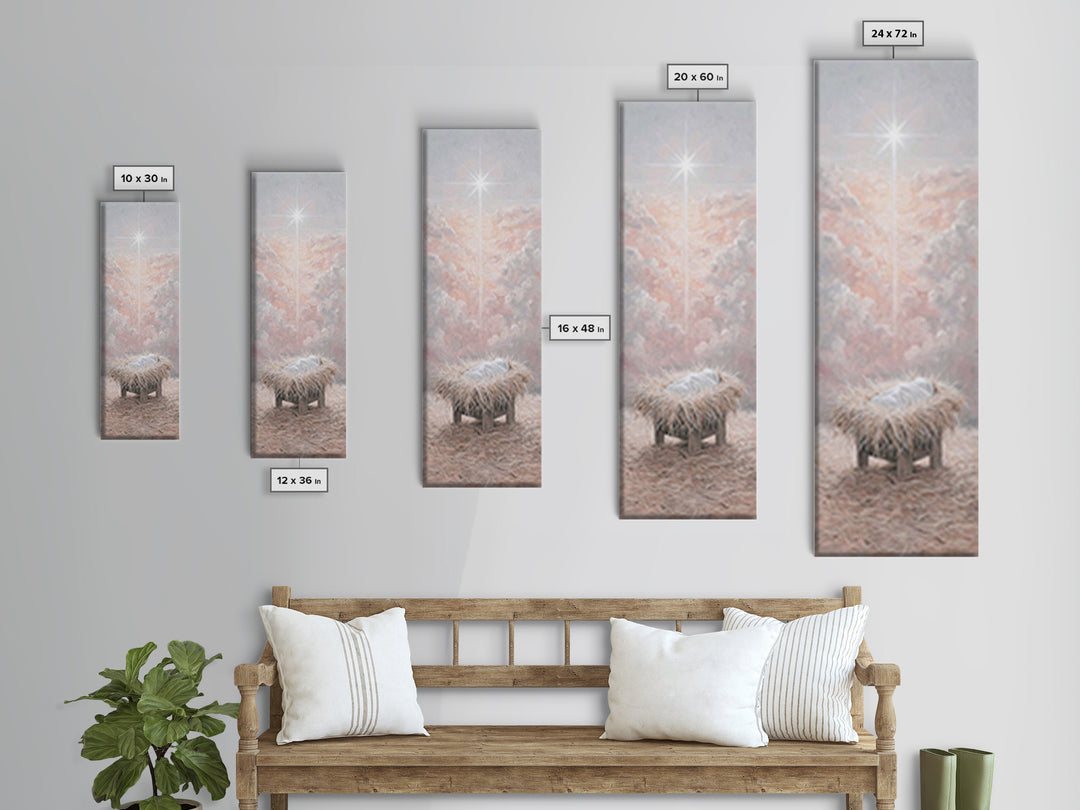 Heavenly Manger Light – Framed Canvas Print – Jesus Painting – Christmas Art – Christian Christmas Art – Christian Art Canvas – Christian W