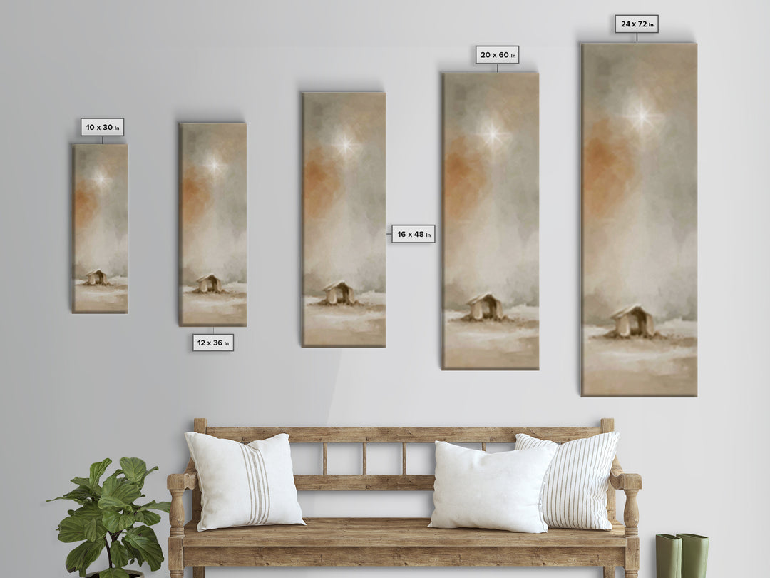 Sacred Manger Dawn – Framed Canvas Print – Christian Christmas Art – Christian Wall Art – Christian Art Canvas – Bible Art – Jesus Painting