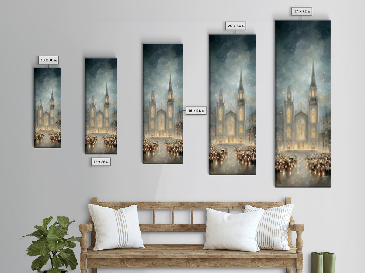 Soft Advent Gathering – Framed Canvas Print – Tall Skinny Art Print – Christian Art Canvas – Christian Wall Art – Christmas Art – Christian