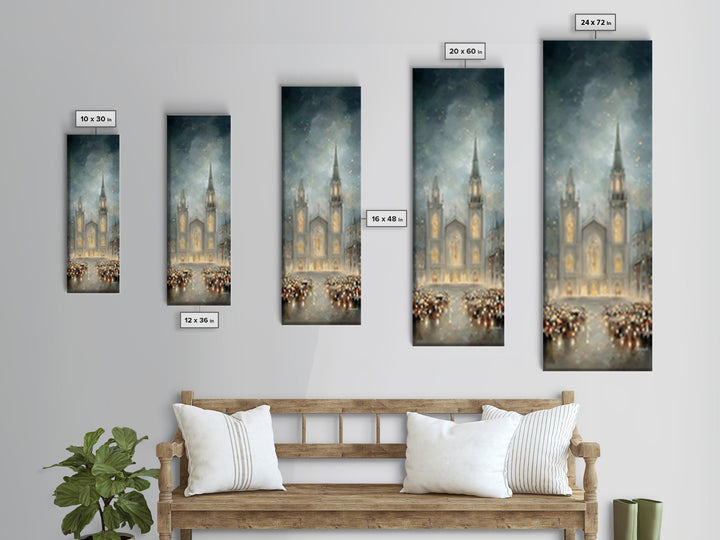 Soft Advent Gathering – Framed Canvas Print – Tall Skinny Art Print – Christian Art Canvas – Christian Wall Art – Christmas Art – Christian
