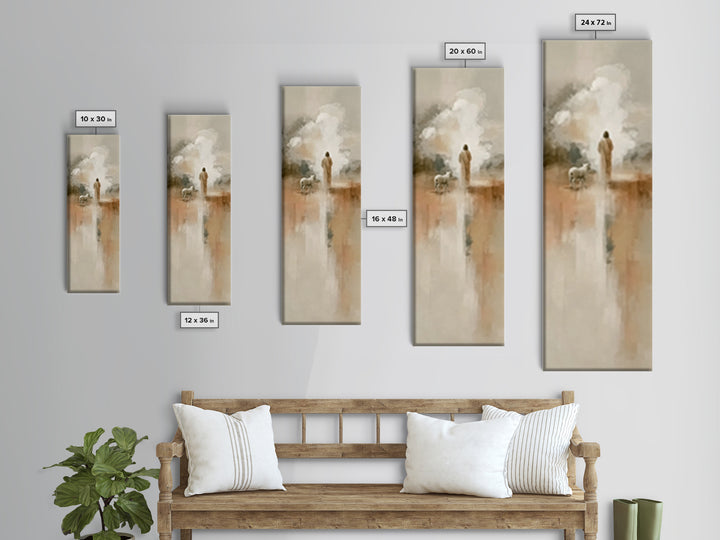 The Shepherd’s Calm – Framed Canvas Print – Tall Narrow Wall Art – Christian Wall Art – Jesus Painting – Christian Christmas Art – Christia