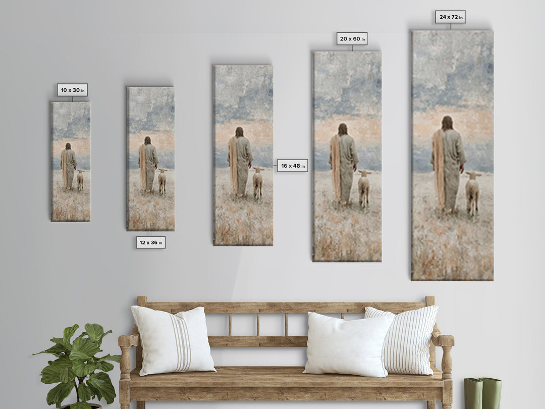 Silent Pastures – Framed Canvas Print – Skinny Art – Christian Art Print – Jesus Painting – Vintage Christian Art – Christian Wall Art