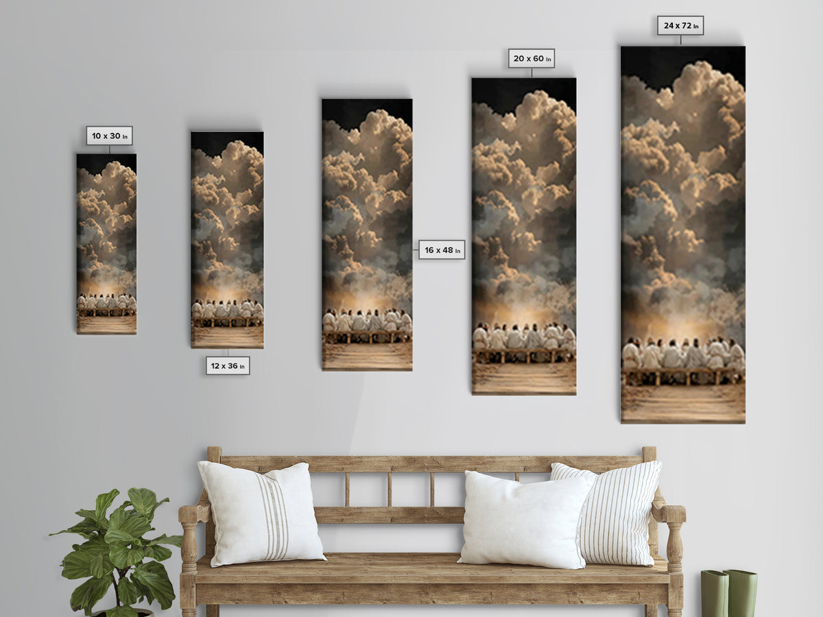 Last Supper Glory, Framed Canvas Print, Narrow Art, Christian Paintings, Jesus Christmas Art, Framed Christian Art, Christian Decor for Hom