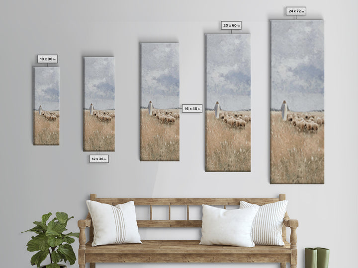 Pasture Of Grace – Framed Canvas Print – Tall Skinny Art Print – Christian Art – Christian Wall Art – Jesus Painting – Christian Christmas