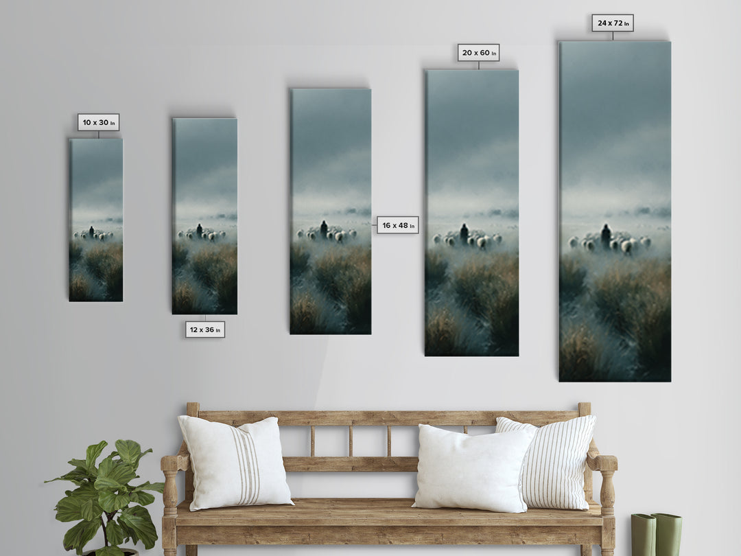 Shepherd’s Vigil – Framed Canvas Print – Tall Narrow Wall Art – Christian Art Canvas – Christian Wall Art – Christian Painting – Christmas