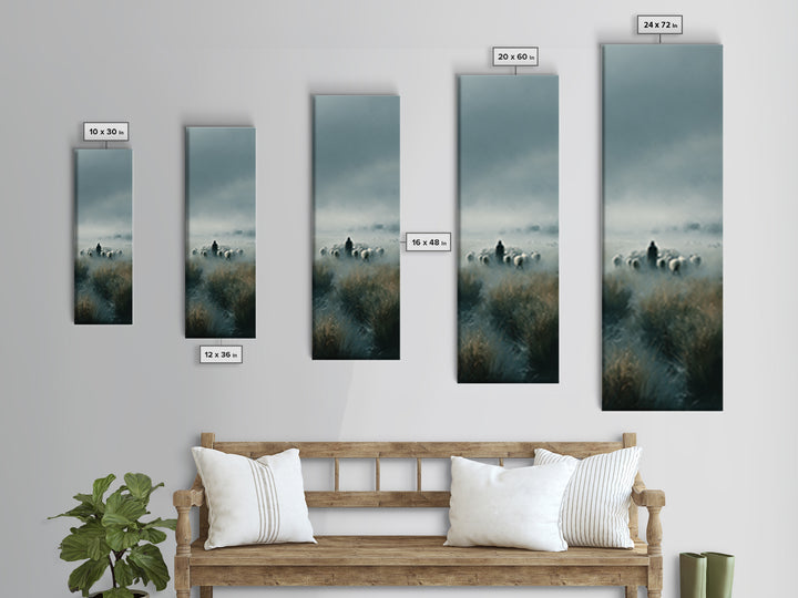 Shepherd’s Vigil – Framed Canvas Print – Tall Narrow Wall Art – Christian Art Canvas – Christian Wall Art – Christian Painting – Christmas