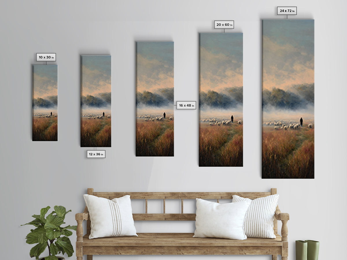 Shepherds At Dawn - Framed Canvas Print - Christian Wall Art - Christian Art Canvas - Jesus Painting - Tall Skinny Art Print - Jesus Art