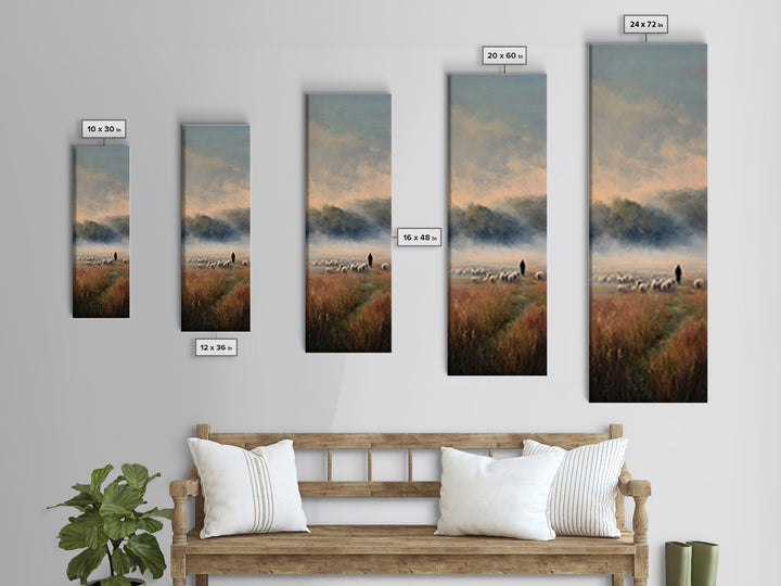 Shepherds At Dawn - Framed Canvas Print - Christian Wall Art - Christian Art Canvas - Jesus Painting - Tall Skinny Art Print - Jesus Art