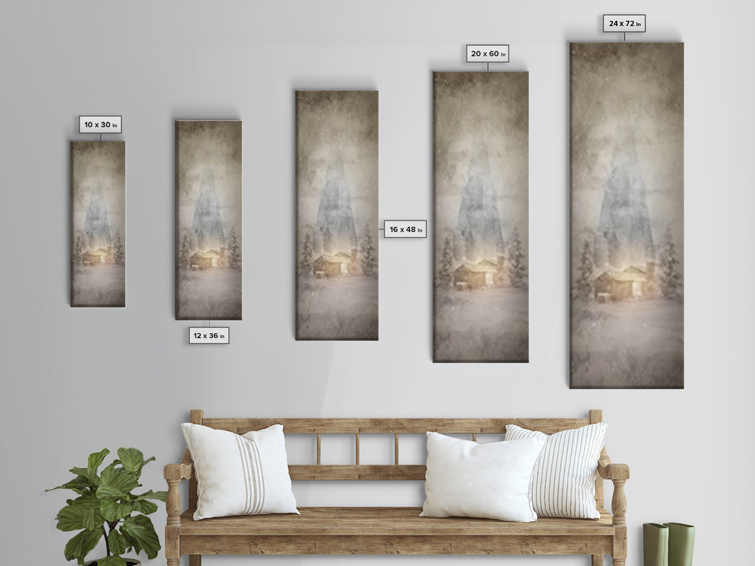 Silent Winter Chapel, Framed Canvas Print, Christian Art Canvas, Christian Wall Art, Christmas Art, Skinny Art, Christian Christmas Art