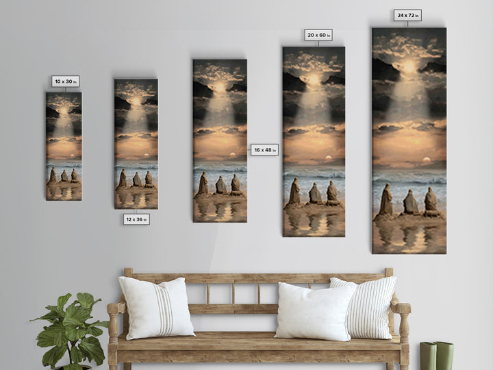 Shepherds At Dawn – Framed Canvas Print – Tall Skinny Art Print – Christian Art – Christian Art Canvas – Christian Christmas Art