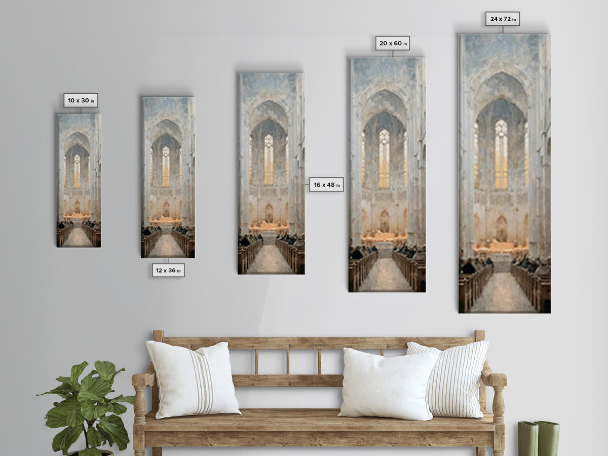 Holy Candle Gathering – Framed Canvas Print – Narrow Art – Christian Christmas Art – Christian Art Canvas – Christian Wall Art – Christian