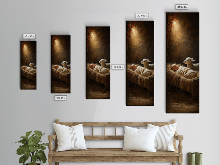 Manger Glow – Framed Canvas Print – Skinny Art – Christian Art Prints – Christian Painting – Christian Christmas Art