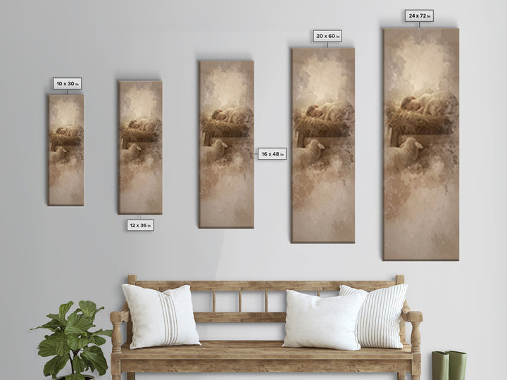 Quiet Bethlehem Night – Framed Canvas Print – Narrow Art – Christian Art Canvas – Christian Christmas Art – Jesus Painting