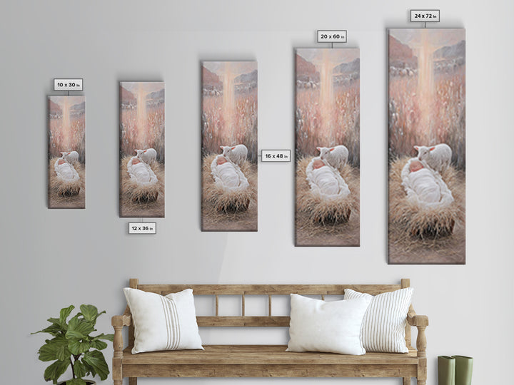 The Starry Stable – Framed Canvas Print – Narrow Art – Christian Art Canvas – Christmas Art – Christian Wall Art