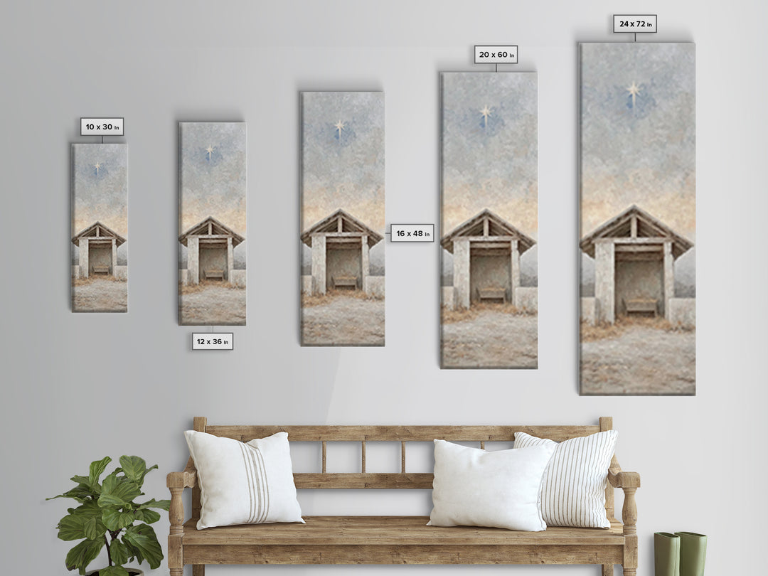 Night Of Promise – Framed Canvas Print – Tall Skinny Art Print – Christian Art Canvas – Christian Christmas Art – Christian Painting