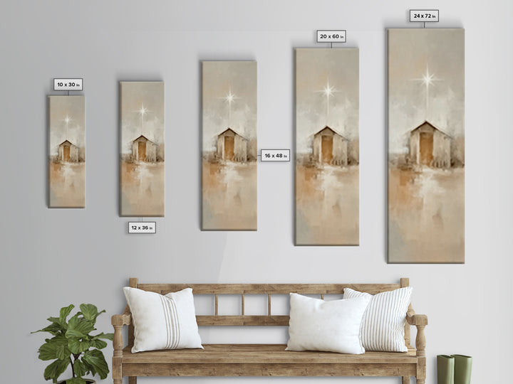 Silent Holy Shelter – Framed Canvas Print – Tall Narrow Wall Art – Christian Christmas Art – Christian Art Canvas – Christian Art Prints