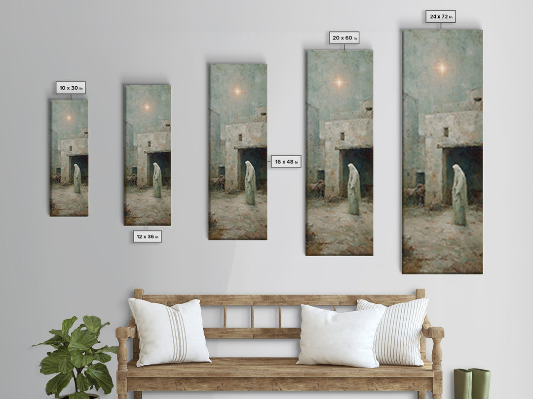 Bethlehem Dawn Path | Framed Canvas Print | Christian Wall Art | Jesus Painting | Narrow Art | Christian Christmas Art | Christian Art Canv