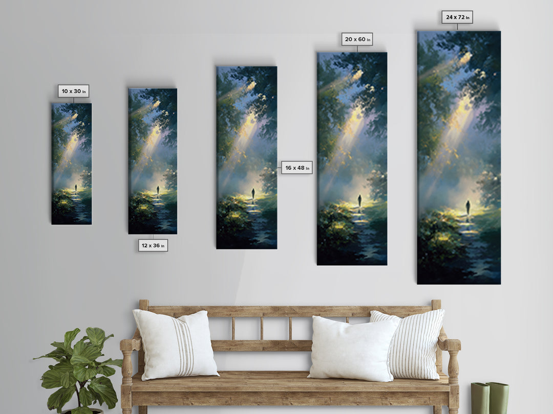 Walk Of Light – Framed Canvas Print – Christian Art – Christian Art Canvas – Tall Skinny Art Print – Jesus Painting – Christian Christmas A