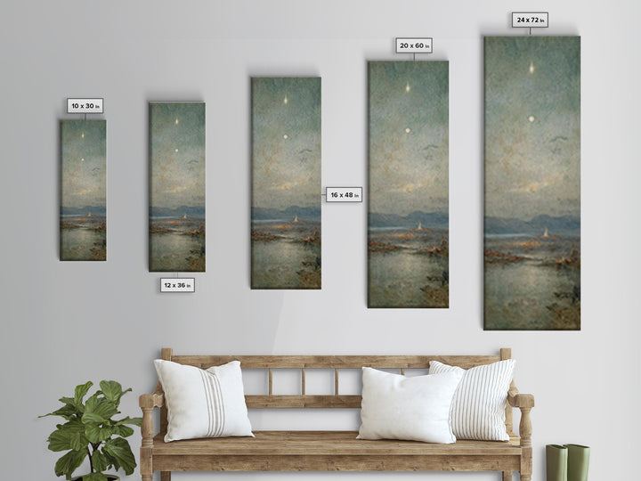 Bethlehem Night Star – Framed Canvas Print – Tall Narrow Wall Art – Christian Christmas Art – Christian Art Canvas – Christian Wall Art – C