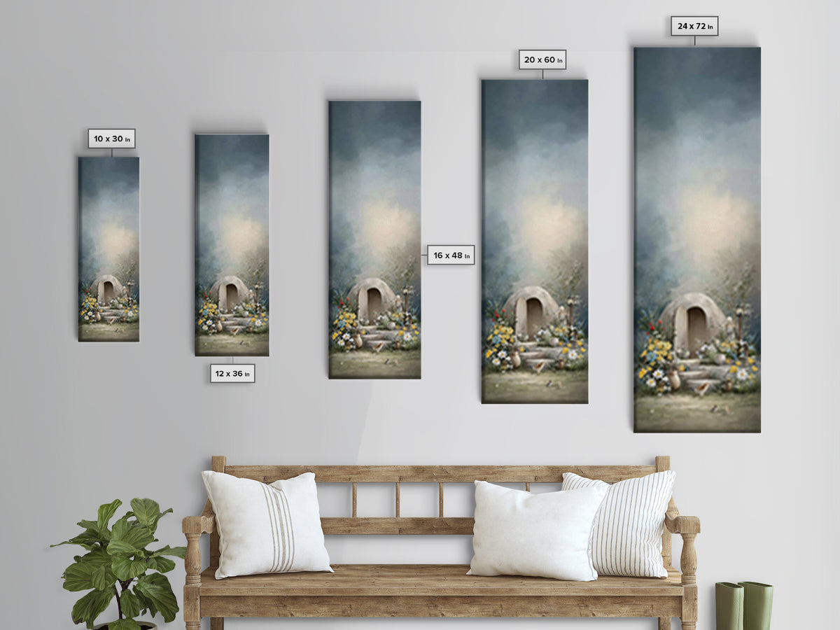 Garden Tomb Peace – Framed Canvas Print – Christian Christmas Art – Christian Wall Art – Christian Art Canvas – Narrow Art – Jesus Painting