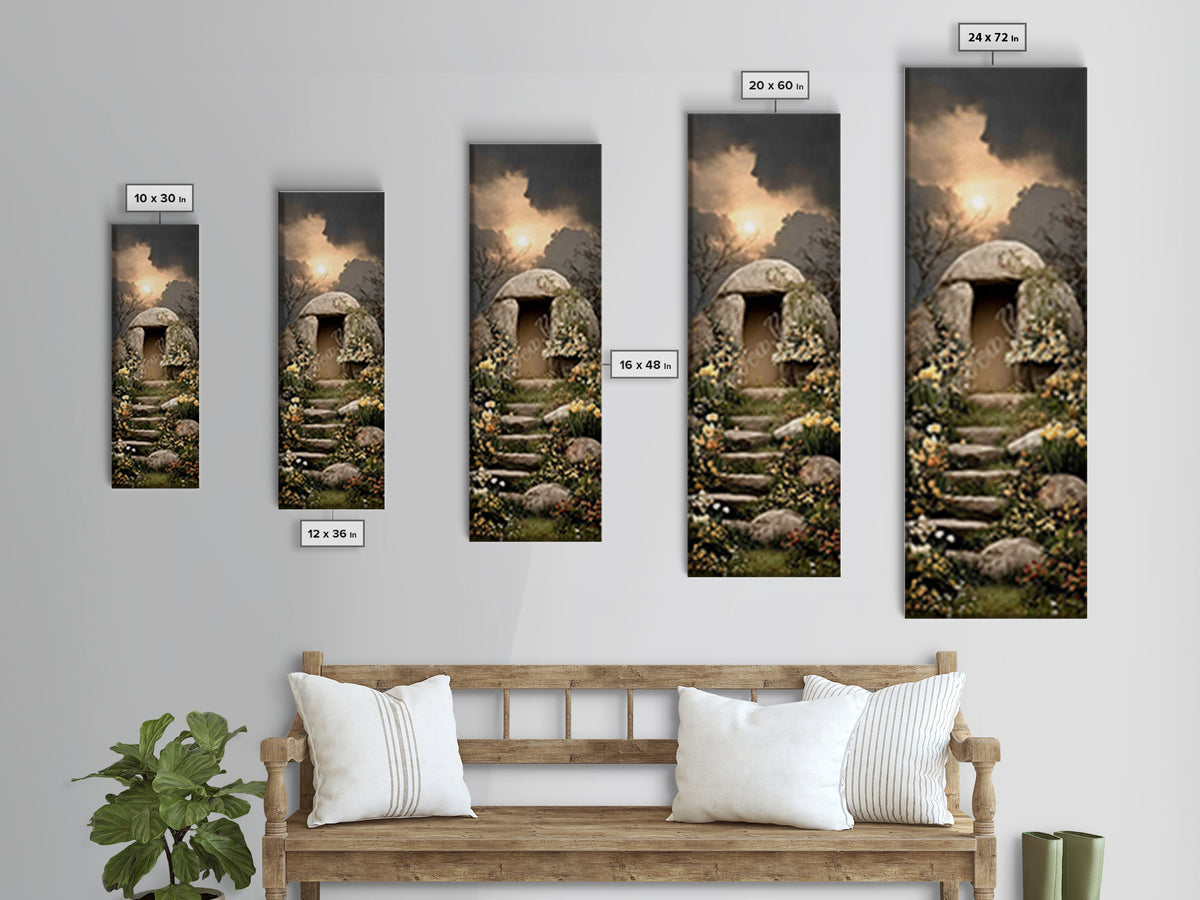 Sunset Tomb Grace – Framed Canvas Print – Jesus Painting – Christian Wall Art – Christian Art Canvas – Skinny Art – Christian Christmas Art
