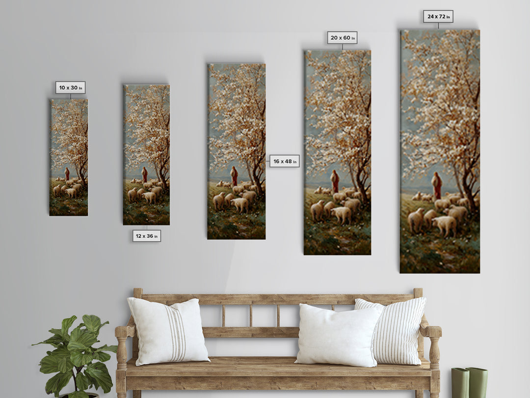 Garden Of Peace | Framed Canvas Print | Jesus Painting Canvas | Modern Christian Art | Narrow Art | Christian Christmas Art | Christian Wal