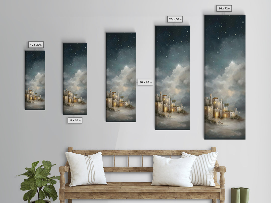 Star Over Judea – Framed Canvas Print – Narrow Art – Christian Art Canvas – Christmas Art – Christian Wall Art – Christian Christmas Decor