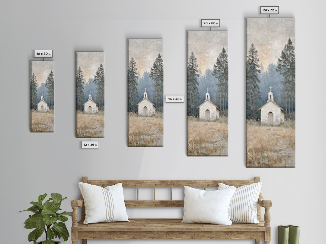 Silent Woodland Chapel – Framed Canvas Print – Christian Art Canvas – Modern Christian Art – Narrow Art – Christian Wall Art – Christian Gi