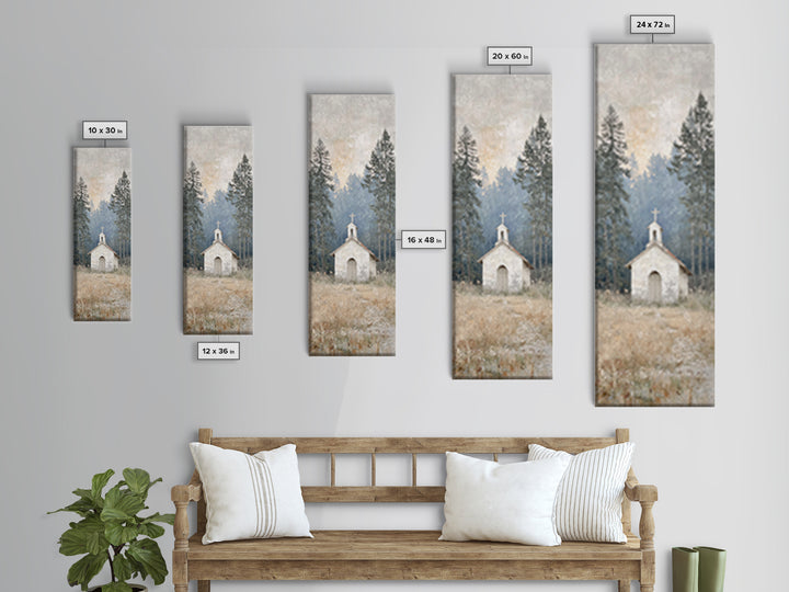 Silent Woodland Chapel – Framed Canvas Print – Christian Art Canvas – Modern Christian Art – Narrow Art – Christian Wall Art – Christian Gi