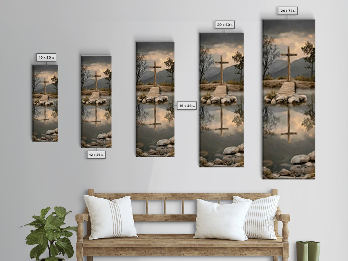 Reflections Of Hope | Framed Canvas Print | Christian Art Canvas | Vintage Christian Art | Tall Skinny Art Print | Christian Wall Art | Chr