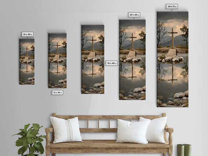 Reflections Of Hope | Framed Canvas Print | Christian Art Canvas | Vintage Christian Art | Tall Skinny Art Print | Christian Wall Art | Chr