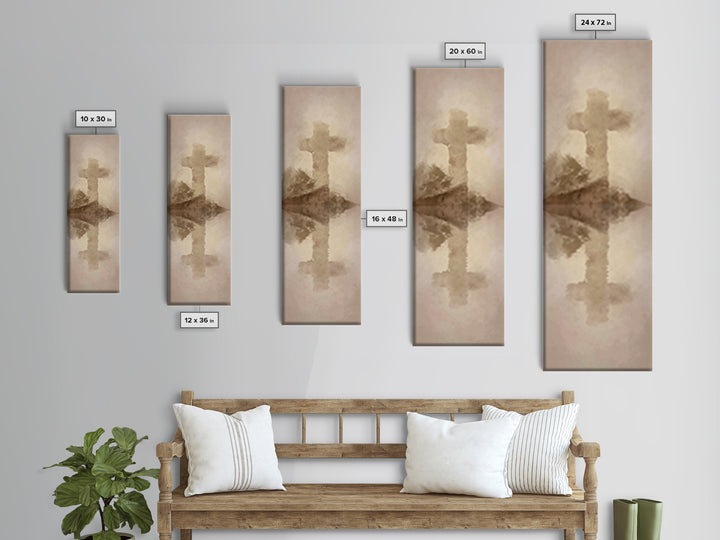 Eternal Cross Silence | Framed Canvas Print | Christian Wall Art | Minimalist Christian Art | Tall Skinny Art Print | Christian Art Canvas